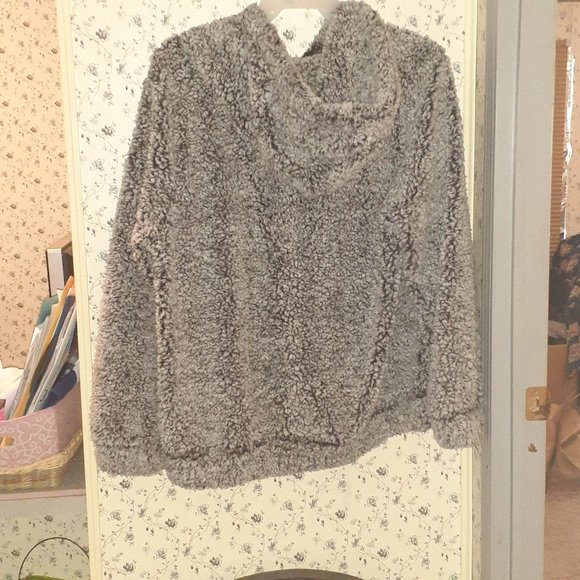 Women's Faux Fur Full Zip Lined Hooded Coat Jacket Grey Plus Size 2x NWOT - Picture 8 of 11